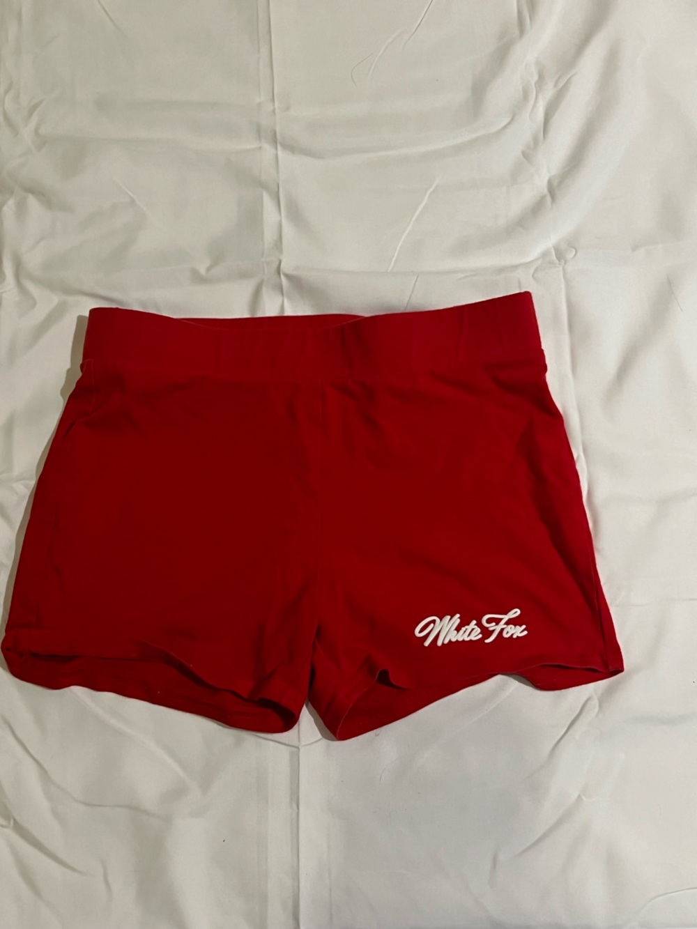 White Fox Boutique Red Bike Shorts with Logo